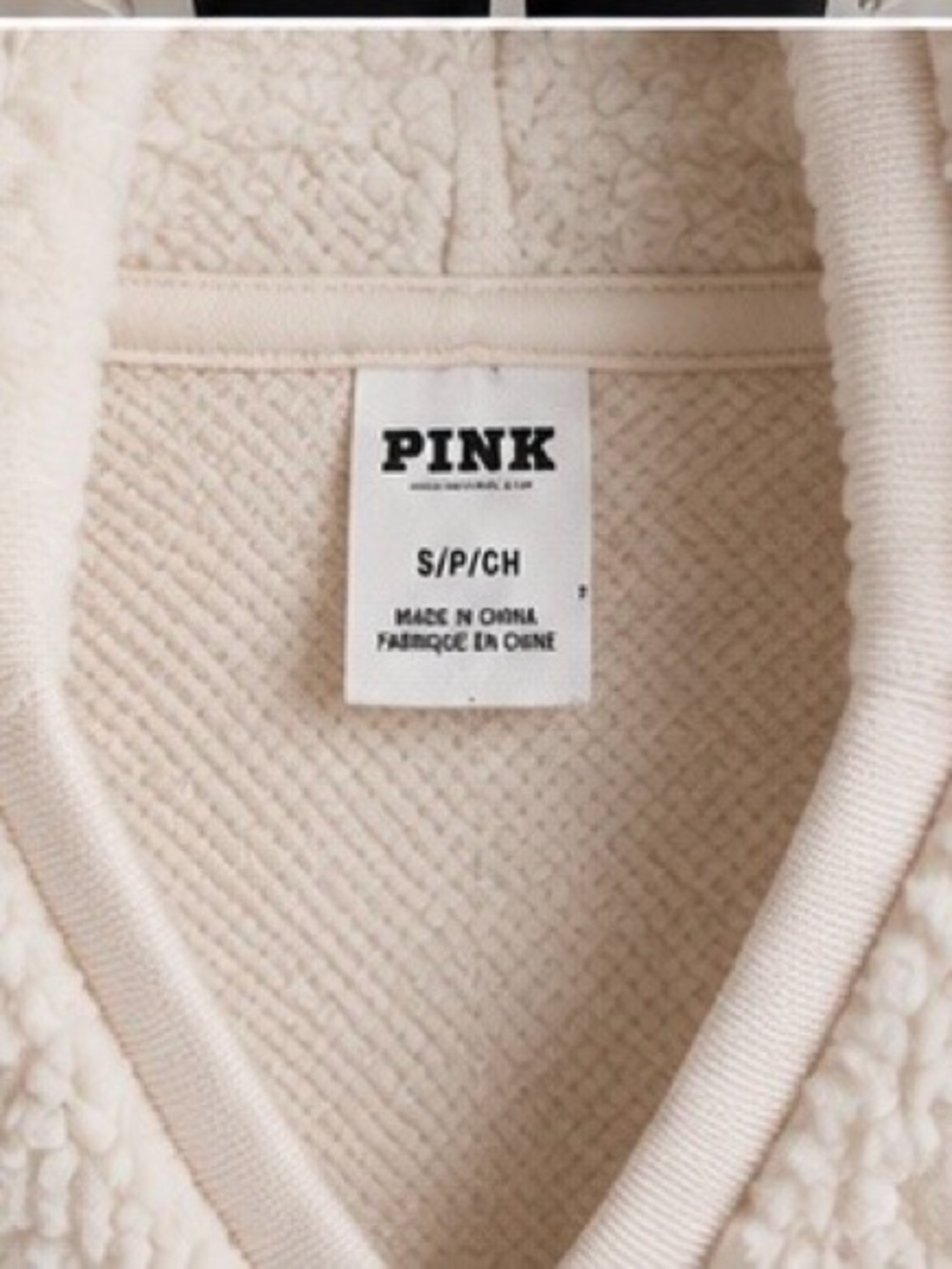 PINK Victoria's Secret Cream Sherpa Crew